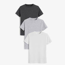 Load image into Gallery viewer, Grey/White 3 Pack Organic Cotton Rib T-Shirts (1.5-12yrs) - Allsport
