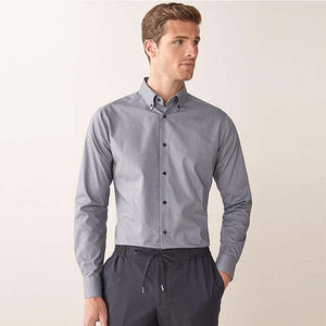 Grey Check/Stripe Slim Fit Single Cuff Shirts 3 Pack - Allsport