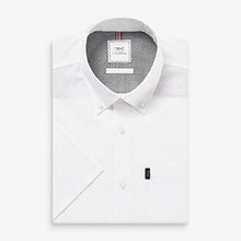 Load image into Gallery viewer, White Regular Fit Short Sleeve Easy Iron Button Down Oxford Shirt
