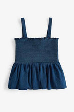 Load image into Gallery viewer, Strappy Shirred Vest Denim Blue - Allsport

