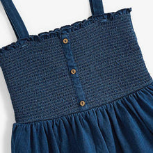Load image into Gallery viewer, Blue Denim Strappy Shirred Vest (3-18yrs) - Allsport
