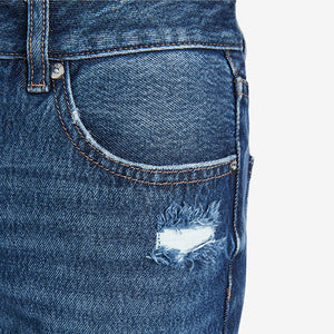 Ripped Dark Blue Loose Fit Jeans - Allsport