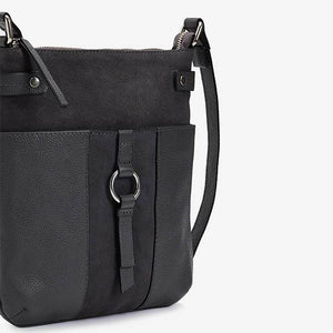 Black Leather Messenger Bag - Allsport