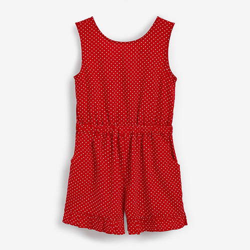 Red Spot Printed Playsuit (3-12yrs) - Allsport