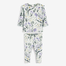 Load image into Gallery viewer, Teal Blue Green Floral Baby Top And Legging Set (0-18mths)
