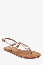 Load image into Gallery viewer, Rose Gold Forever Comfort® Double Plait Toe Thong Sandals - Allsport
