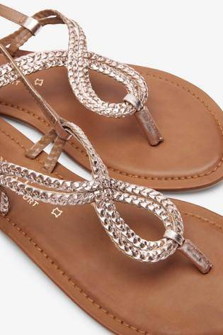 Rose Gold Forever Comfort® Double Plait Toe Thong Sandals - Allsport