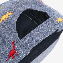 Load image into Gallery viewer, Blue Chambray Chambray Dinosaur Cap (3mths-6yrs) - Allsport
