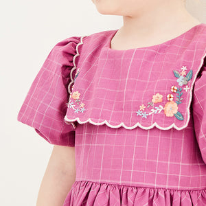 Lilac Embroidered Bib Collar Dress (3mths-6yrs) - Allsport