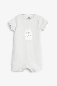Monochrome 3 Pack I Love Milk Rompers  (up to 18 months) - Allsport