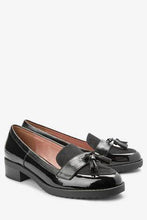 Load image into Gallery viewer, BLACK MATERIAL MIX CLEATED TASSEL LOAFERS - Allsport
