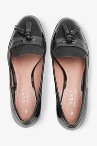 BLACK MATERIAL MIX CLEATED TASSEL LOAFERS - Allsport