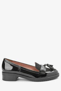 BLACK MATERIAL MIX CLEATED TASSEL LOAFERS - Allsport