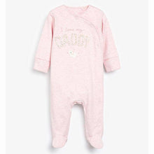 Load image into Gallery viewer, Pink/White 2 Pack Mummy And Daddy Elephant Sleepsuits (0MTH-18MTHS) - Allsport
