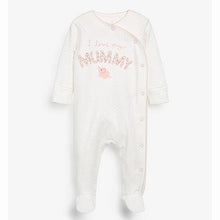 Load image into Gallery viewer, Pink/White 2 Pack Mummy And Daddy Elephant Sleepsuits (0MTH-18MTHS) - Allsport
