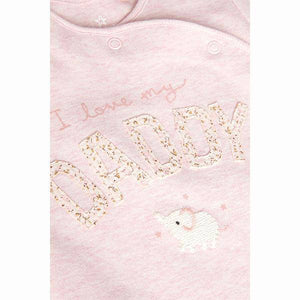 Pink/White 2 Pack Mummy And Daddy Elephant Sleepsuits (0MTH-18MTHS) - Allsport