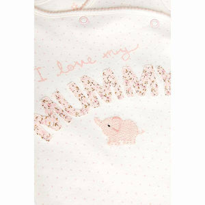 Pink/White 2 Pack Mummy And Daddy Elephant Sleepsuits (0MTH-18MTHS) - Allsport