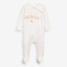 Load image into Gallery viewer, Pink/White 2 Pack Mummy And Daddy Elephant Sleepsuits (0mths-18mths) - Allsport
