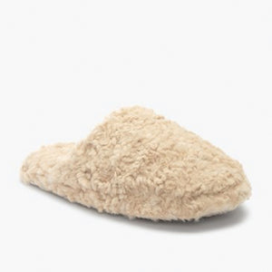 Oat Cream Recycled Faux Fur Mule Slippers - Allsport