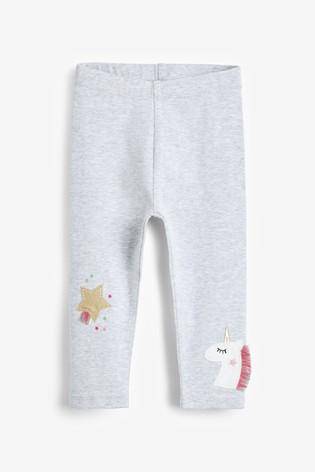 Grey Unicorn Embroidered Leggings - Allsport