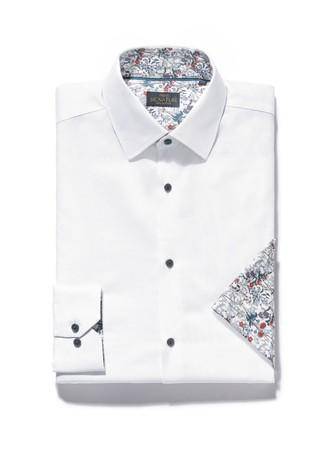 Signature Contrast Trim Shirt And Pocket Square Set - Allsport