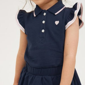 Navy Polo Top And Skirt Set (3mths-7yrs) - Allsport