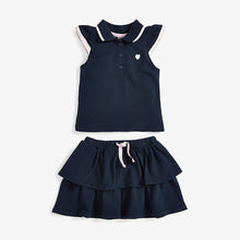 Load image into Gallery viewer, Navy Polo Top And Skirt Set (3mths-7yrs) - Allsport
