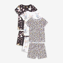 Load image into Gallery viewer, Monochrome 3 Pack Unicorn Cotton Short Pyjamas (9mths-8yrs) - Allsport
