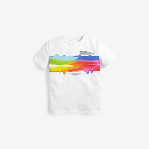 White Rainbow Stripe T-Shirt (3-12yrs) - Allsport