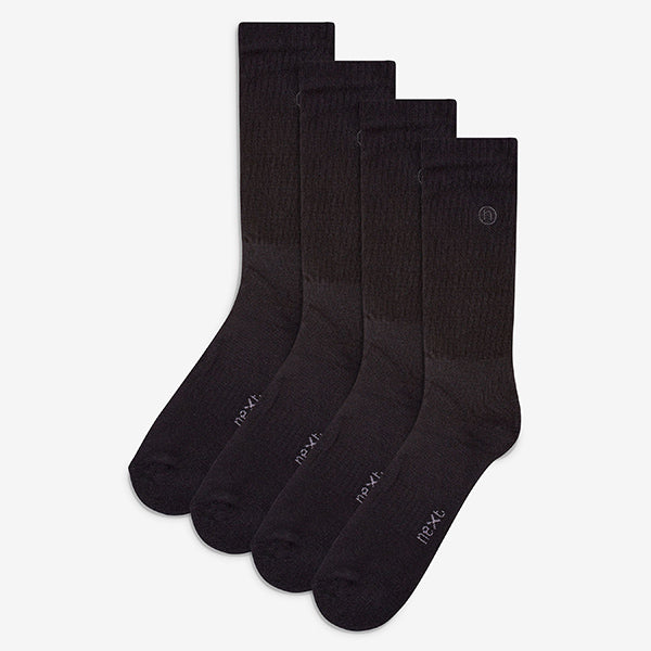 4 Pack Black Sports Socks - Allsport