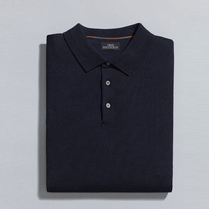Navy Blue Knitted Polo Shirt