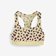 Load image into Gallery viewer, Pink/Aqua/Yellow 3 Pack Animal Print Racer Back Crop Tops (Older) - Allsport

