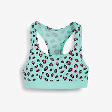Load image into Gallery viewer, Pink/Aqua/Yellow 3 Pack Animal Print Racer Back Crop Tops (Older) - Allsport
