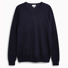 Load image into Gallery viewer, Navy V-Neck Cotton Rich Jumper
