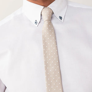 White Texture Regular Fit Single Cuff Shirt With Trim Detail - Allsport