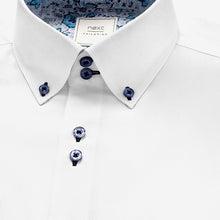 Load image into Gallery viewer, White Texture Regular Fit Single Cuff Shirt With Trim Detail - Allsport
