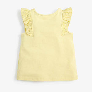 Yellow Broderie Frill Organic Vest (3mths-6yrs) - Allsport