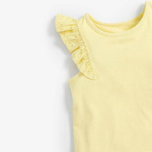 Load image into Gallery viewer, Yellow Broderie Frill Organic Vest (3mths-6yrs) - Allsport
