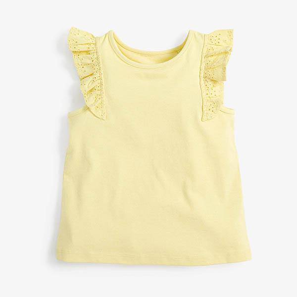 Yellow Broderie Frill Organic Vest (3mths-6yrs) - Allsport