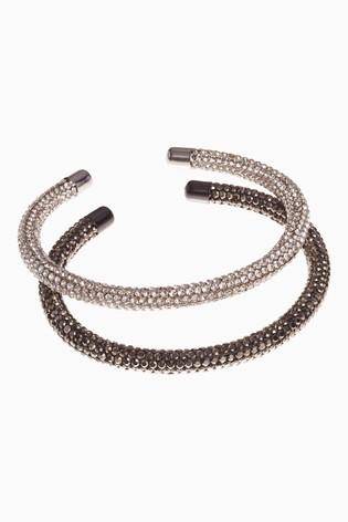 Silver / Gunmetal Sparkle Tube Bracelets Two Pack - Allsport