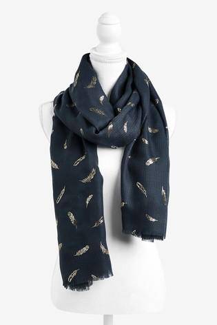 Charcoal Feather Foil Lightweight Scarf - Allsport