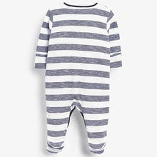 Load image into Gallery viewer, Navy 3 Pack Star Stripe Sleepsuits (0mths-12 mths) - Allsport
