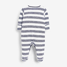 Load image into Gallery viewer, Navy 3 Pack Star Stripe Sleepsuits (0mths-18mths) - Allsport
