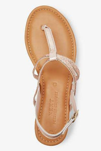 Rose Gold Forever Comfort Mini Wedge Toe Post Sandals - Allsport