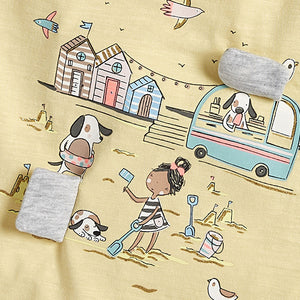 Yellow Interactive Beach Organic Cotton T-Shirt (3mths-6yrs) - Allsport