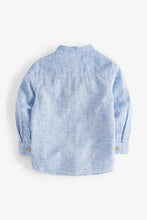 Load image into Gallery viewer, Long Sleeve Linen Mix Grandad Blue Shirt - Allsport

