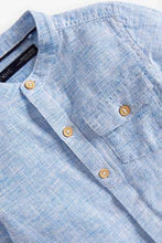 Load image into Gallery viewer, Long Sleeve Linen Mix Grandad Blue Shirt - Allsport
