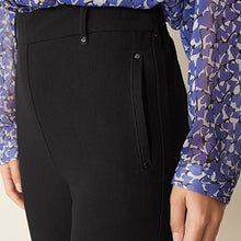Load image into Gallery viewer, Black Tailored Elasticated Back Straight Leg Trousers

