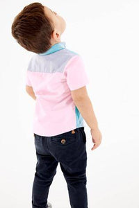Short Sleeve Oxford Pastel Colourblock Shirt - Allsport