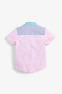 Short Sleeve Oxford Pastel Colourblock Shirt - Allsport